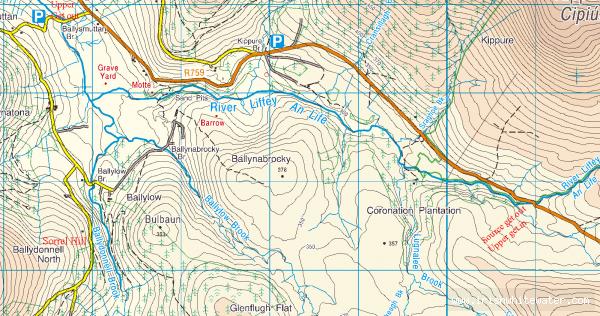 Map to Ballydonnell Brook River - Ballydonnell Brook