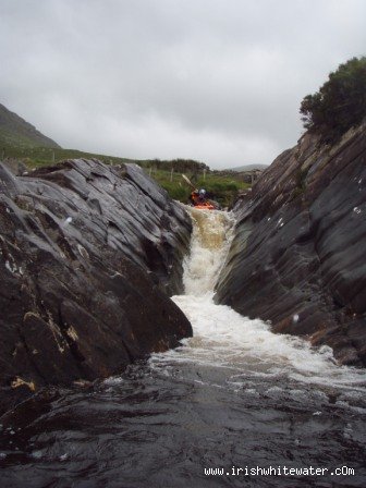  Glenacally River - Alan running the final drop.Tight like tiger