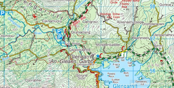Map to Glengarriff River - Glengarriff