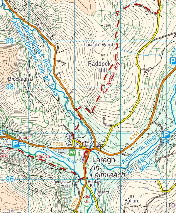 Map to Glenmacnass River - Glenmacnass