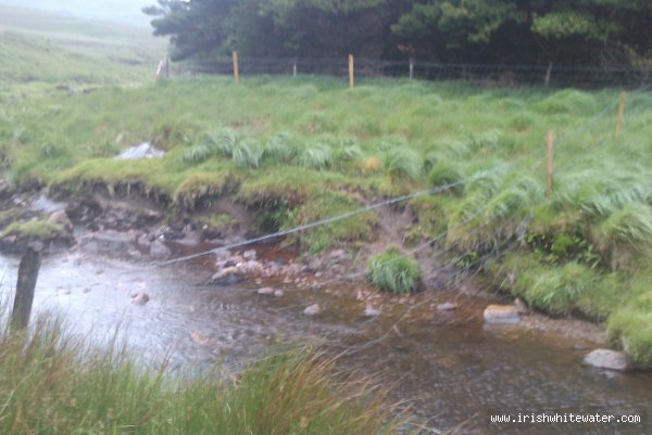  Upper Owenglin River - The main Sheep fence and barbed wire at the end of the forestry section with no water.