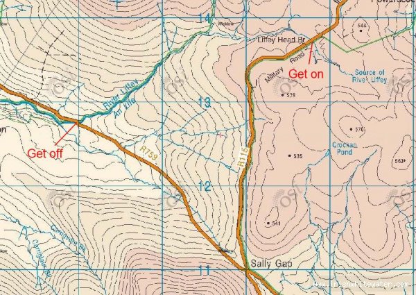 Map to Source of the Liffey River - Map OS Sheet 56