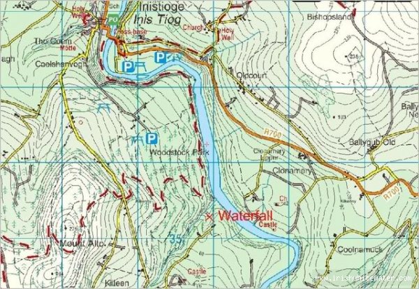 Map to Woodstock Falls (Inistioge) River - Aerial