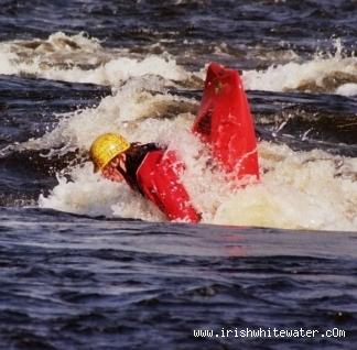  Lower Corrib River - Bowsie goin for an air lop in the top hole on the rapids