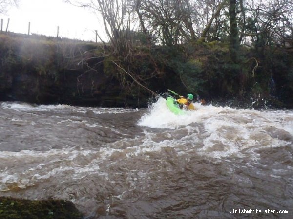  Upper Eany More River - fast shallow wave at bottom off first slide. paddler; Lee Doherty Letterkenny IT Canoe Club (LYIT CC)