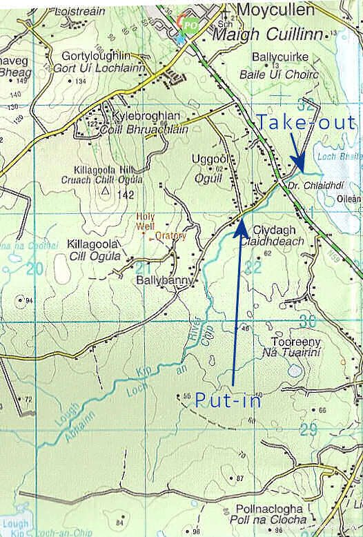 Map to Kip (Loughkip) River - Map of the Kip River, Moycullen, Galway