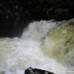 Photo of the Owenshagh river in County Kerry Ireland. Pictures of Irish whitewater kayaking and canoeing. ledge drop, undercut back and left. Photo by dave g