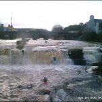 Photo of the Ennistymon Falls in County Clare Ireland. Pictures of Irish whitewater kayaking and canoeing.