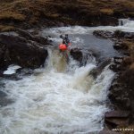 Photo of the Srahnalong river in County Mayo Ireland. Pictures of Irish whitewater kayaking and canoeing. Brian Ward in low water. Photo by JP