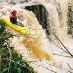 Photo of the Colooney Falls in County Sligo Ireland. Pictures of Irish whitewater kayaking and canoeing. river right line. Photo by Alan Judge