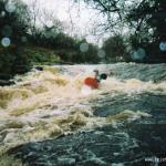 Photo of the Easkey (Easky) river in County Sligo Ireland. Pictures of Irish whitewater kayaking and canoeing. Susie. Double Drop.  Level 1 metre. Photo by Bryan Fennell