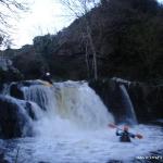 Photo of the Pollanassa (Mullinavat falls) river in County Kilkenny Ireland. Pictures of Irish whitewater kayaking and canoeing. Mullinavat Extreme Race Nov '05. Photo by TW