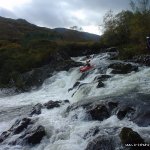 Photo of the Gearhameen river in County Kerry Ireland. Pictures of Irish whitewater kayaking and canoeing. Conor O'Callaghan, Main falls, low water. Photo by Tony Walsh