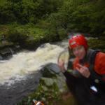 Photo of the Colligan river in County Waterford Ireland. Pictures of Irish whitewater kayaking and canoeing. Kev jennings Wit captain at salmon leap. Photo by Michael Flynn