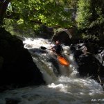 Photo of the Owenriff river in County Galway Ireland. Pictures of Irish whitewater kayaking and canoeing. Oughterard Waterfall. Photo by C. Allen