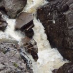 Photo of the Glenacally river in County Mayo Ireland. Pictures of Irish whitewater kayaking and canoeing. The 3rd main drop and the mankiest. Go right for a good time. Photo by Graham 'pinning is cool' Clarke