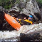 Photo of the Glenacally river in County Mayo Ireland. Pictures of Irish whitewater kayaking and canoeing. Stuck again. Pin potential everywhere...EVERYWHERE!. Photo by Graham 'I'm bored now' Clarke