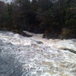Photo of the Lowerymore river in County Donegal Ireland. Pictures of Irish whitewater kayaking and canoeing. Entrance to the right channel on river right - High water. Photo by Seanie