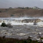 Photo of the Erriff river in County Mayo Ireland. Pictures of Irish whitewater kayaking and canoeing. High water & High Winds. Photo by Barry Loughnane