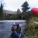 Photo of the Nire river in County Waterford Ireland. Pictures of Irish whitewater kayaking and canoeing. cora @ the get on below the bridge & stopper at hanoras cottage and the nire church. Photo by Michael Flynn