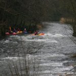 Photo of the Kings River in County Kilkenny Ireland. Pictures of Irish whitewater kayaking and canoeing. The last long rapid.. Photo by Adrian
