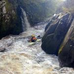 Photo of the Flesk river in County Kerry Ireland. Pictures of Irish whitewater kayaking and canoeing. Mickey B at bottom of Second Gorge. Photo by Mickey