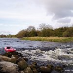 Photo of the Suck river in County Roscommon Ireland. Pictures of Irish whitewater kayaking and canoeing. Final Drop at Poolboy. Photo by Eoin Hurst