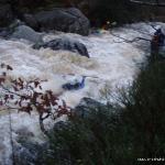 Photo of the Glenmacnass river in County Wicklow Ireland. Pictures of Irish whitewater kayaking and canoeing. Boulder Garden,
Medium water. Paddler Dave Cox. Photo by eoinor