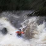 Photo of the Roughty river in County Kerry Ireland. Pictures of Irish whitewater kayaking and canoeing. Paul Lydon Frozen in action!! Last drop before bridge. Photo by Tom O Donoghue