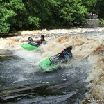Photo of the River Roe in County Derry Ireland. Pictures of Irish whitewater kayaking and canoeing. Wave on the Roe. Photo by Dave G