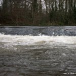 Photo of the Six Mile Water river in County Antrim Ireland. Pictures of Irish whitewater kayaking and canoeing. 1st Weir, medium flow.