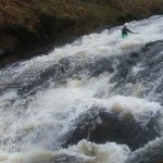 Photo of the Upper Eany More river in County Donegal Ireland. Pictures of Irish whitewater kayaking and canoeing. Roger N on Slab 2.. Photo by Stu Hamilton