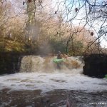 Photo of the Roogagh river in County Fermanagh Ireland. Pictures of Irish whitewater kayaking and canoeing. bernard doherty letterkenny IT Canoe Club (LYIT CC) boofing the first drop. Photo by Lee Doherty