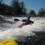 Photo of the Liffey river in County Dublin Ireland. Pictures of Irish whitewater kayaking and canoeing. surfing wrens low water. Photo by steve fahy