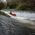Photo of the Liffey river in County Dublin Ireland. Pictures of Irish whitewater kayaking and canoeing. Shackelton's/ Anna Liffey Weir. Photo by John B