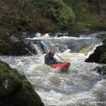 Photo of the Colligan river in County Waterford Ireland. Pictures of Irish whitewater kayaking and canoeing. middle of the gorge two small drops and bend lead into salmon leap. Photo by paddymcc