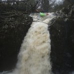 Photo of the Owengar river in County Cork Ireland. Pictures of Irish whitewater kayaking and canoeing. ray on main drop jan2011. Photo by dave g