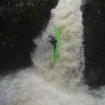 Photo of the Owengar river in County Cork Ireland. Pictures of Irish whitewater kayaking and canoeing. ray on main drop jan2011. Photo by dave g