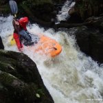 Photo of the Caraghbeg (Beamish) river in County Kerry Ireland. Pictures of Irish whitewater kayaking and canoeing. Ronan O Connor final drop on the River just before take out. Photo by Ronan O Connor - Ardmore Adventures