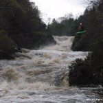 Photo of the Mayo Clydagh river in County Mayo Ireland. Pictures of Irish whitewater kayaking and canoeing. the drop on the upper. Photo by bosco