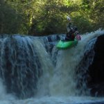 Photo of the Clare Glens - Clare river in County Limerick Ireland. Pictures of Irish whitewater kayaking and canoeing. Noel Brown -entry falls low water. Photo by steve fahy