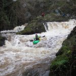 Photo of the Dargle river in County Wicklow Ireland. Pictures of Irish whitewater kayaking and canoeing. Main falls section. Photo by steve fahy