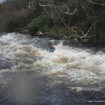 Photo of the Avonmore (Annamoe) river in County Wicklow Ireland. Pictures of Irish whitewater kayaking and canoeing. Chris playin at trooperstown!!!. Photo by Mustang